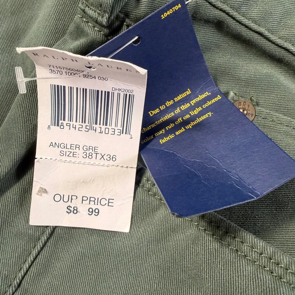 Polo Ralph Lauren Classic Fit Pants Angler Green Mens 38T x 36 NWT Cotton Chino